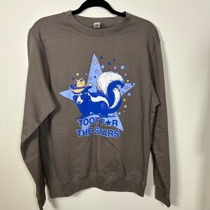Just Hoods Womens Toot For The Stars Skunk Graphic‎ Sweatshirt Cotton S Brown